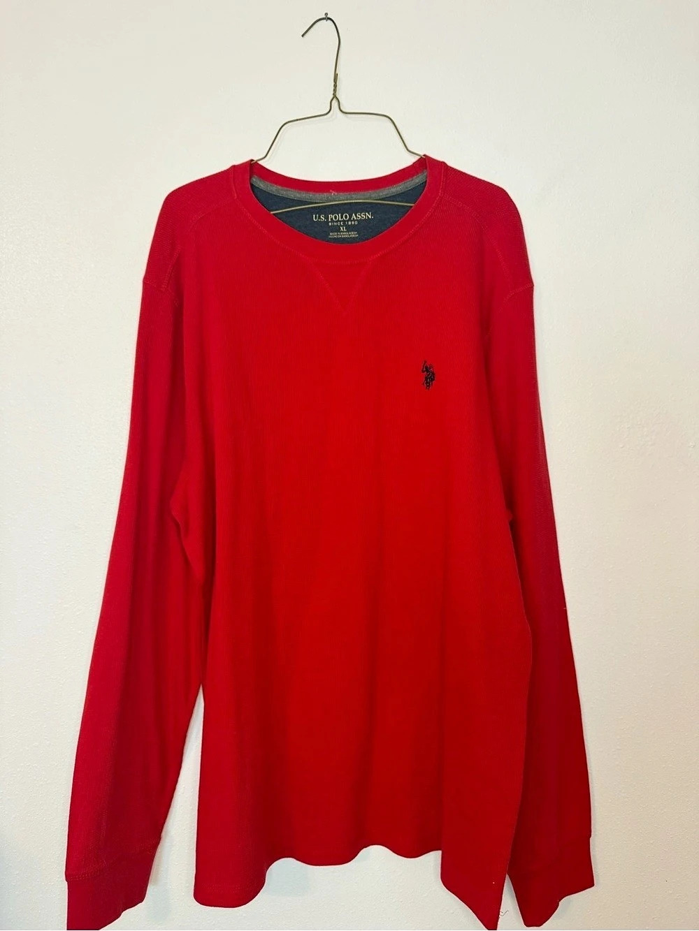 U.S. Polo Assn. Men's Thermal Crewneck. XL Red